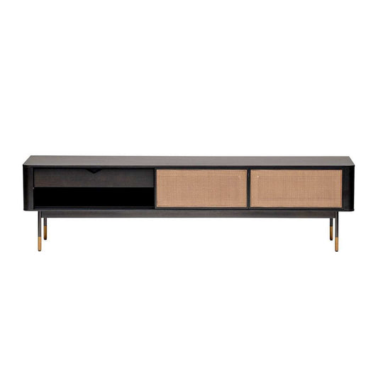 Black Wood and Wicker Media Stand - Homeroots - Flyclothing LLC
