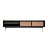 Black Wood and Wicker Media Stand - Homeroots - Flyclothing LLC