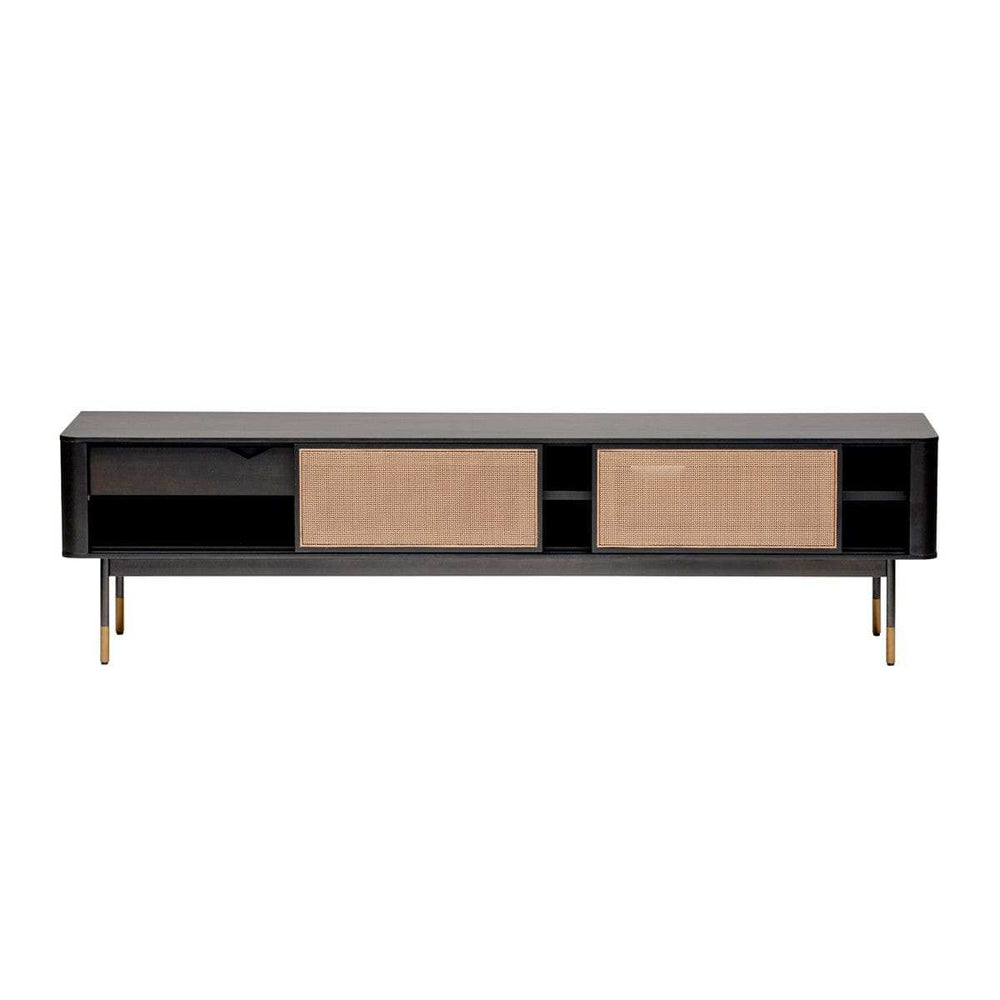 Black Wood and Wicker Media Stand - Homeroots - Flyclothing LLC