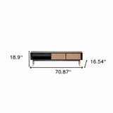 Black Wood and Wicker Media Stand - Homeroots - Flyclothing LLC