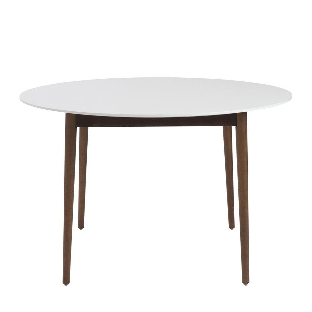 47" White And Brown Rounded Dining Table - Homeroots - Flyclothing LLC