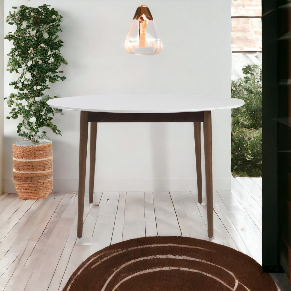 47" White And Brown Rounded Dining Table - Homeroots - Flyclothing LLC