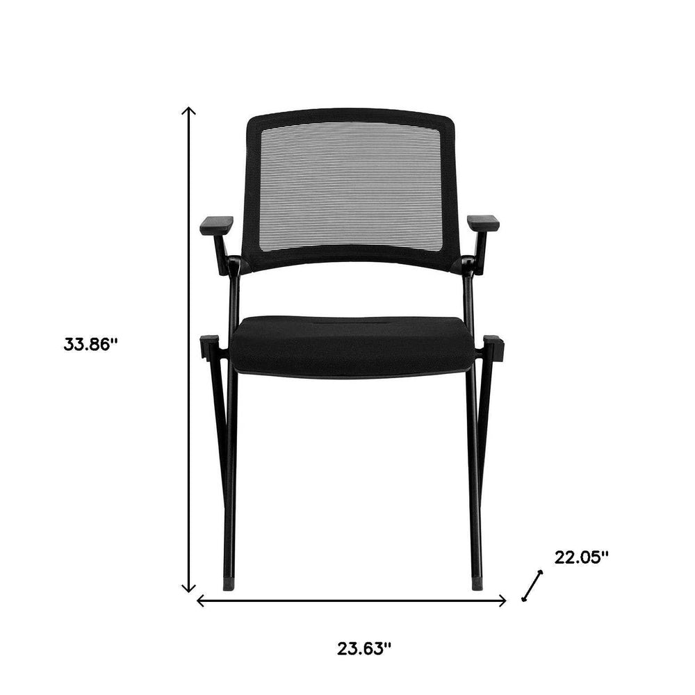 Set of Two Black Mesh Conference Office Chair - Homeroots - Flyclothing LLC