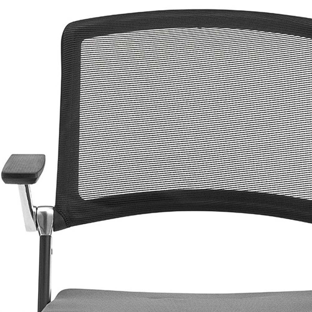 Set of Two Black Gray and Black Mesh Conference Office Chair - Homeroots - Flyclothing LLC