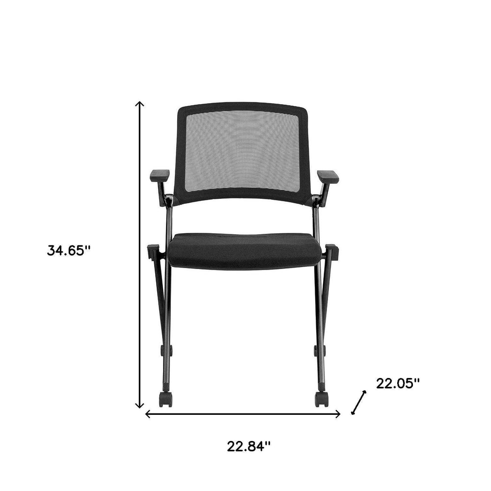 Set of Two Black Mesh Rolling Conference Office Chair - Homeroots - Flyclothing LLC