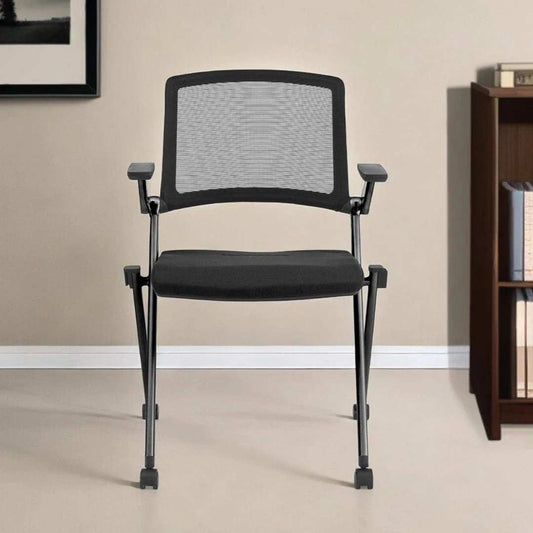 Set of Two Black Mesh Rolling Conference Office Chair - Homeroots - Flyclothing LLC
