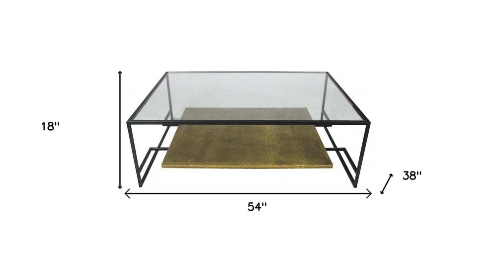 Modern Black and Gold Glass Coffee Table - Homeroots - Flyclothing LLC