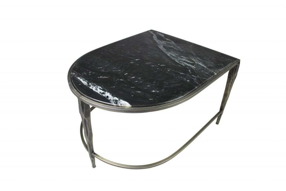 Set of 2 Black Marble Top and Glass Coffee Tables - Homeroots - Flyclothing LLC