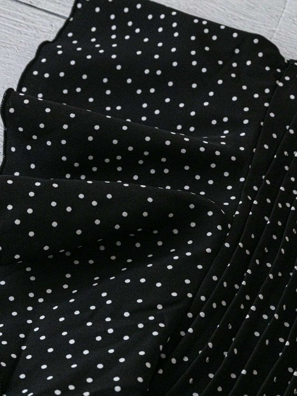 Polka Dot Notched Ruffled Cap Sleeve Blouse - Trendsi - Flyclothing LLC