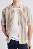 Men's Plus Size Striped Button Down Short Sleeve Shirt - Trendsi - Flyclothing LLC