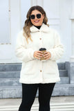 Plus Size Fuzzy Collared Neck Long Sleeve Jacket - Trendsi - Flyclothing LLC