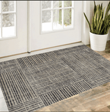 2' X 4' Modern Geo Lines in Squares Washable Floor Mat - Homeroots - Flyclothing LLC