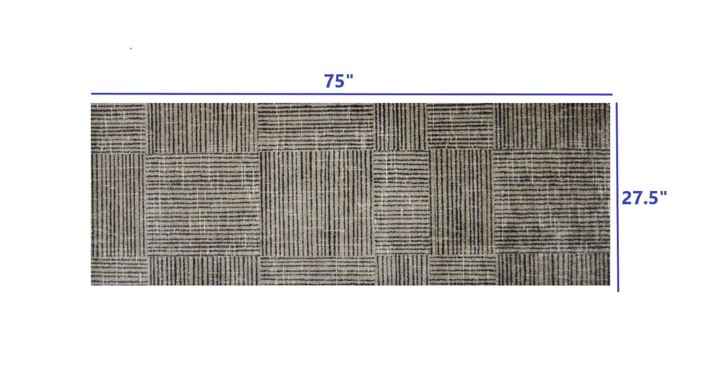2' X 6' Modern Geo Lines in Squares Washable Runner Rug - Homeroots - Flyclothing LLC