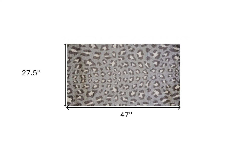 2' X 4' Gray and Brown Cheetah Washable Floor Mat - Homeroots - Flyclothing LLC