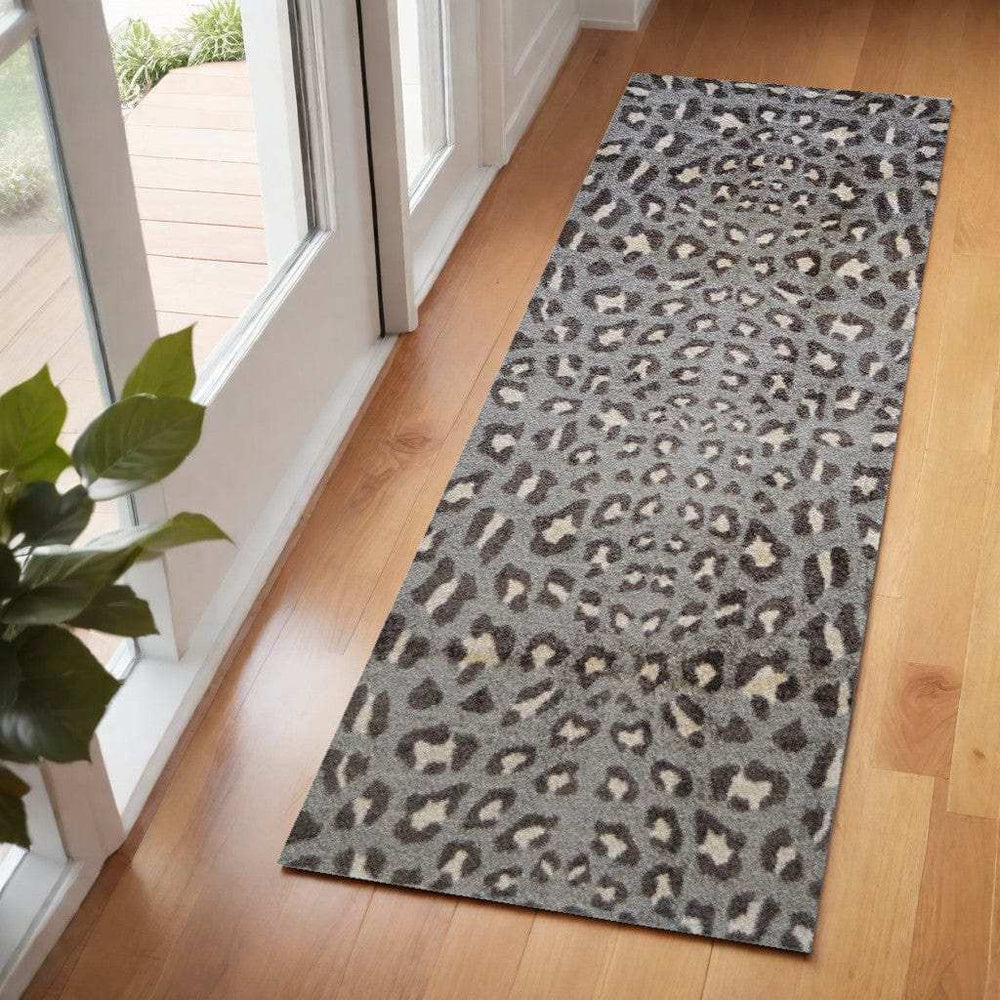 2' X 6' Gray and Brown Cheetah Washable Runner Rug - Homeroots - Flyclothing LLC