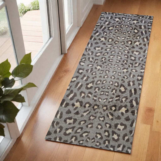 2' X 6' Gray and Brown Cheetah Washable Runner Rug - Homeroots - Flyclothing LLC