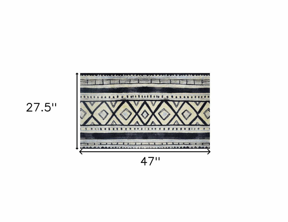 2' X 4' Black and Gray Modern Tribal Washable Floor Mat - Homeroots - Flyclothing LLC