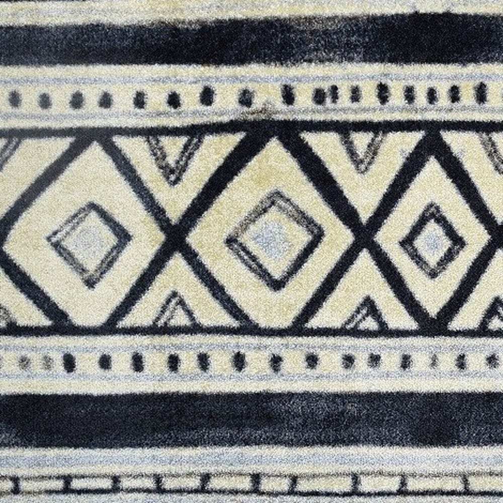 2' X 4' Black and Gray Modern Tribal Washable Floor Mat - Homeroots - Flyclothing LLC