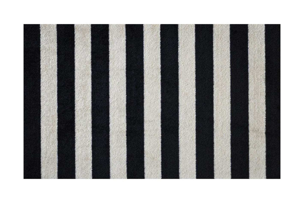 2' X 4' Black and Tan Wide Stripe Washable Floor Mat - Homeroots - Flyclothing LLC