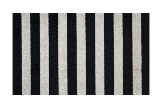 2' X 4' Black and Tan Wide Stripe Washable Floor Mat - Homeroots - Flyclothing LLC