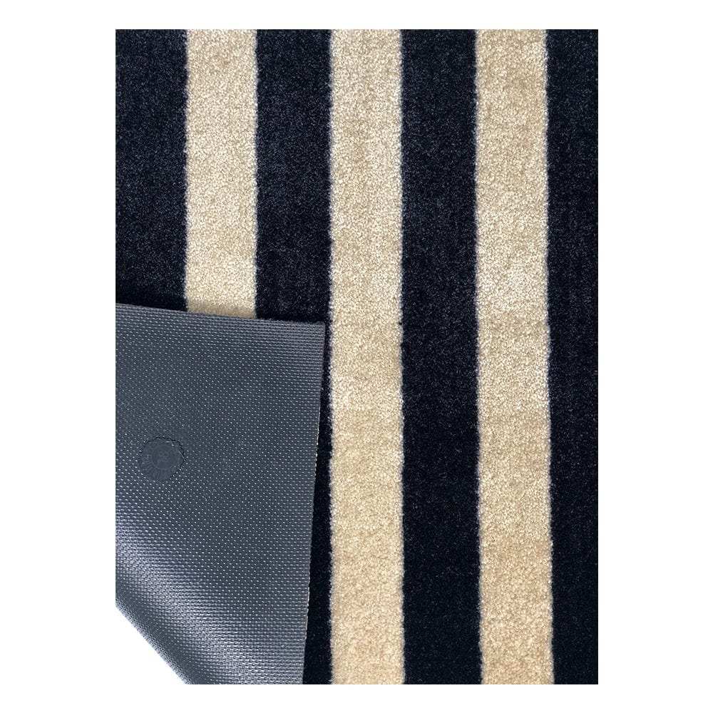 2' X 4' Black and Tan Wide Stripe Washable Floor Mat - Homeroots - Flyclothing LLC