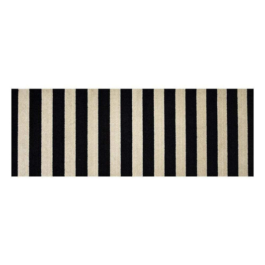 2' X 6' Black and Tan Wide Stripe Washable Runner Rug - Homeroots - Flyclothing LLC