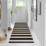 2' X 6' Black and Tan Wide Stripe Washable Runner Rug - Homeroots - Flyclothing LLC