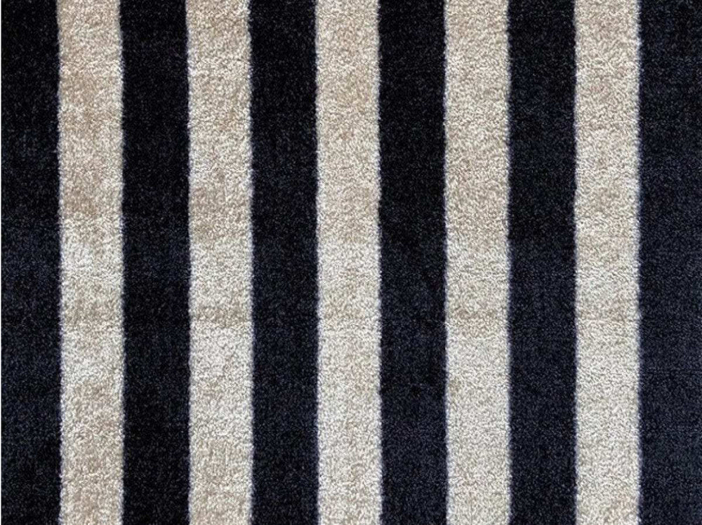 2' X 3' Black and Tan Wide Stripe Washable Floor Mat - Homeroots - Flyclothing LLC