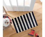 2' X 3' Black and Tan Wide Stripe Washable Floor Mat - Homeroots - Flyclothing LLC