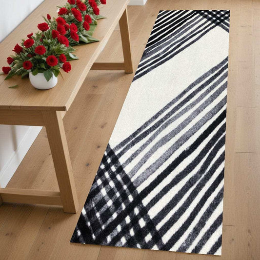 2' X 6' Black and Gray Abstract Arrow Washable Runner Rug - Homeroots - Flyclothing LLC