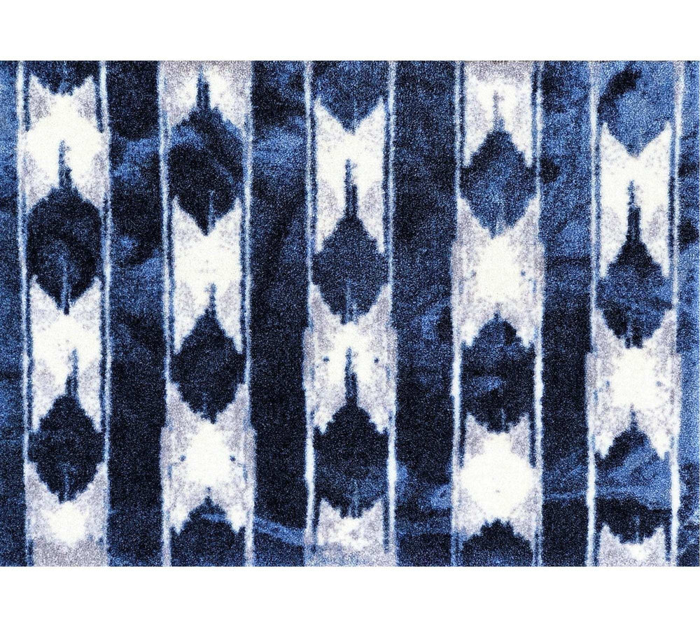 2' X 3' Shades of Blue Abstract Stripes Washable Floor Mat - Homeroots - Flyclothing LLC