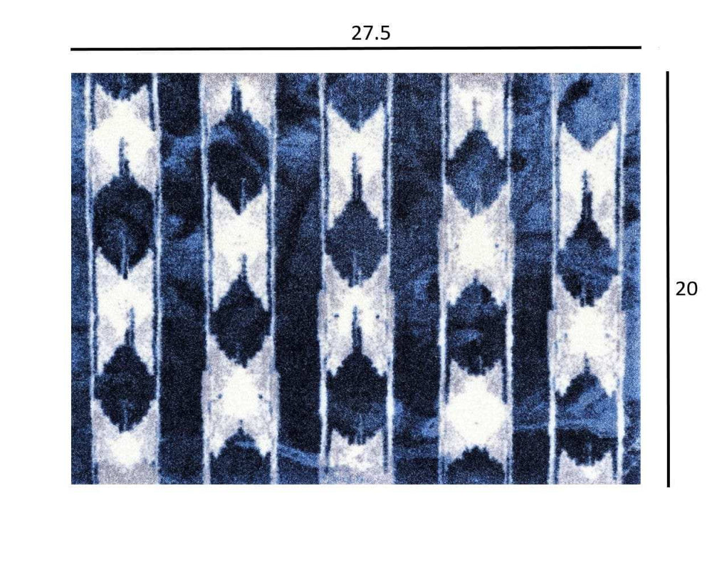 2' X 3' Shades of Blue Abstract Stripes Washable Floor Mat - Homeroots - Flyclothing LLC