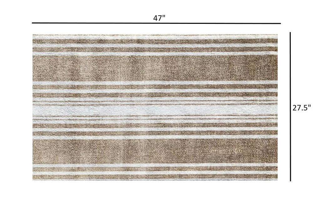 2' X 4' Sandy Shores Regatta Stripe Washable Floor Mat - Homeroots - Flyclothing LLC