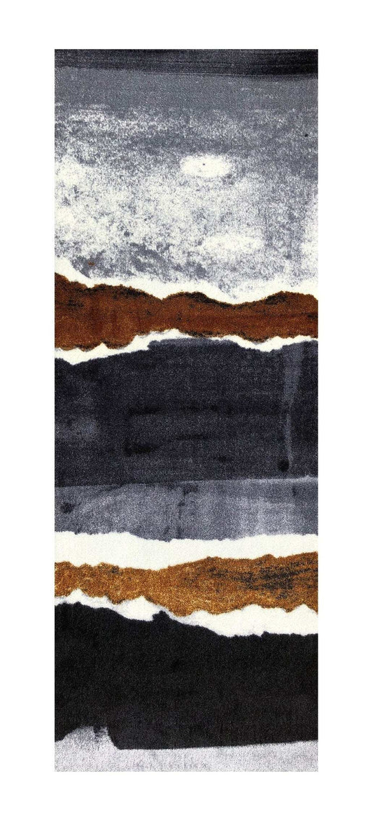 2' X 6' Gray and Brown Abstract Southwest Washable Runner Rug - Homeroots - Flyclothing LLC