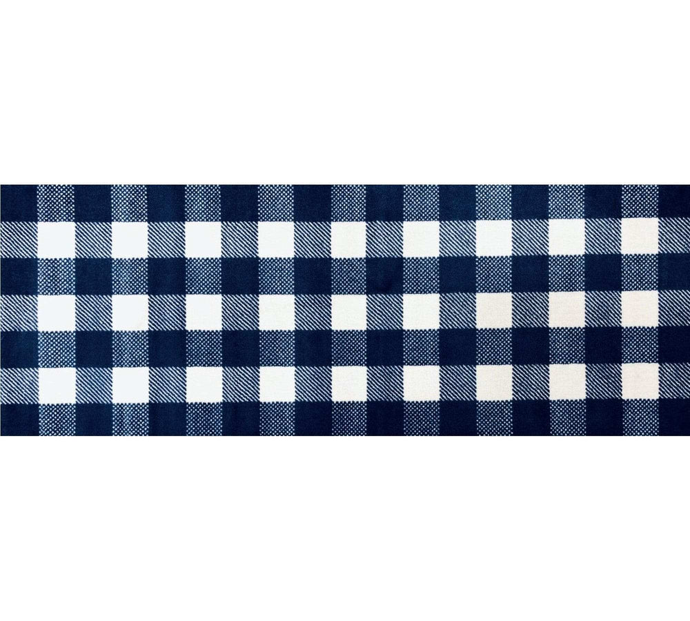 2' X 6' Navy and White Buffalo Plaid Washable Runner Rug - Homeroots - Flyclothing LLC