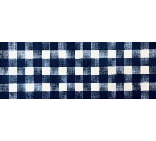2' X 6' Navy and White Buffalo Plaid Washable Runner Rug - Homeroots - Flyclothing LLC
