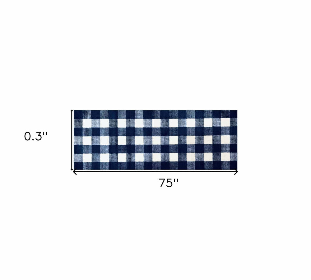2' X 6' Navy and White Buffalo Plaid Washable Runner Rug - Homeroots - Flyclothing LLC