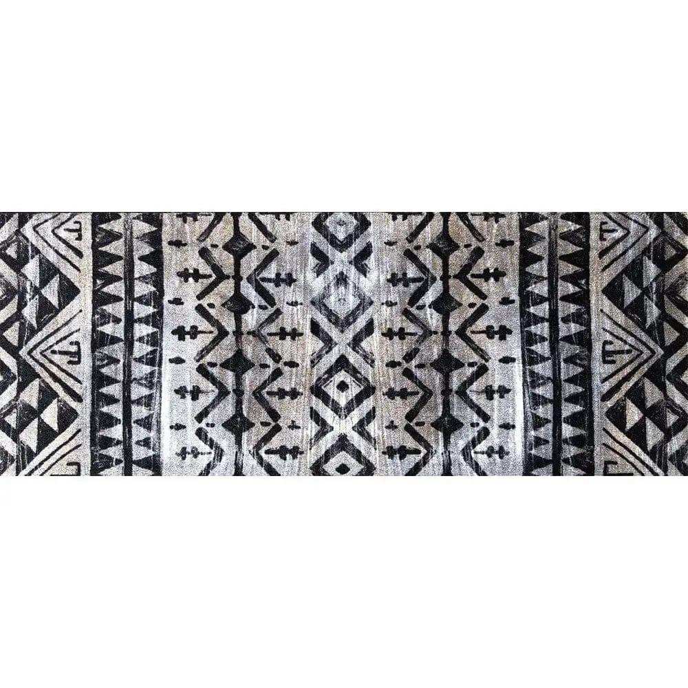 2' X 6' Black and Gray Aztec Washable Runner Rug - Homeroots - Flyclothing LLC