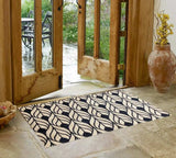 2' X 4' Graphite and Tan Abstract Leaves Washable Floor Mat - Homeroots - Flyclothing LLC