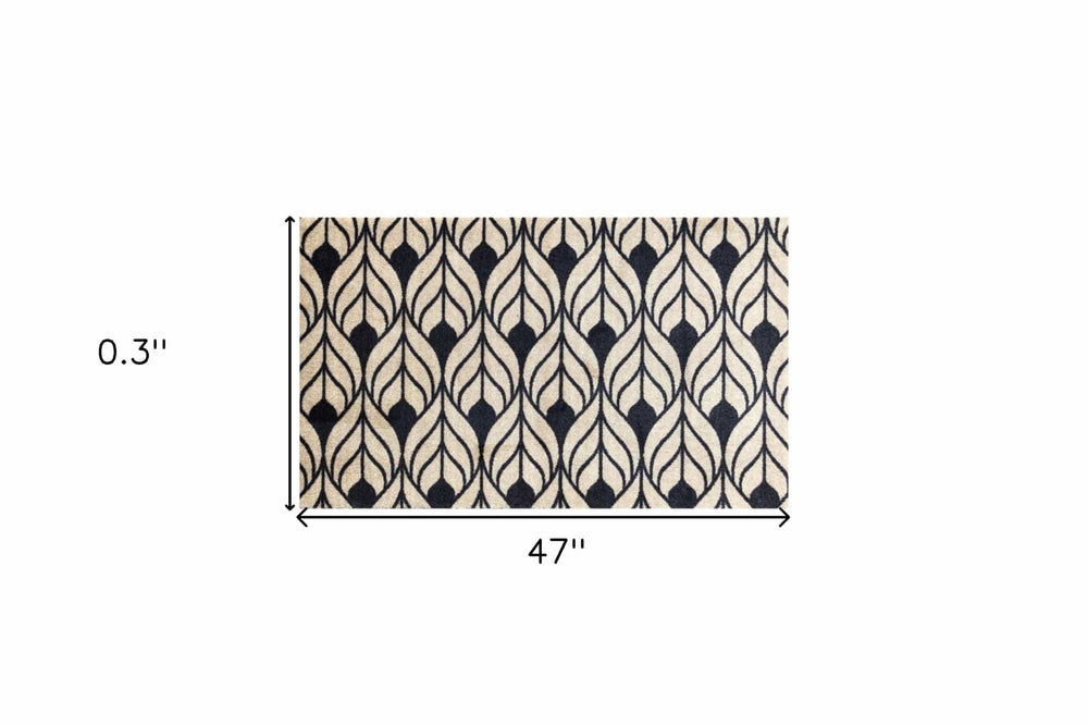 2' X 4' Graphite and Tan Abstract Leaves Washable Floor Mat - Homeroots - Flyclothing LLC