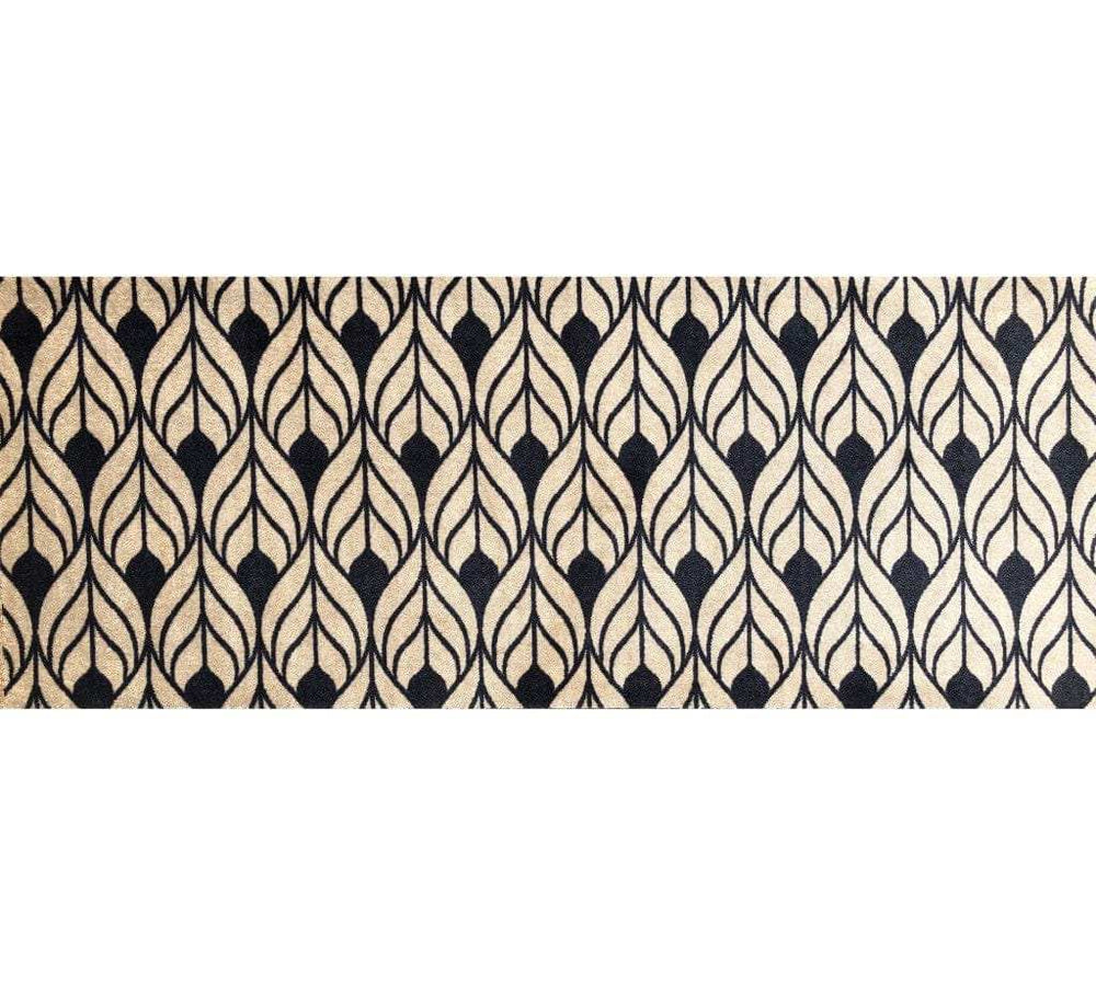 2' X 6' Graphite and Tan Abstract Leaves Washable Runner Rug - Homeroots - Flyclothing LLC