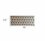 2' X 6' Graphite and Tan Abstract Leaves Washable Runner Rug - Homeroots - Flyclothing LLC