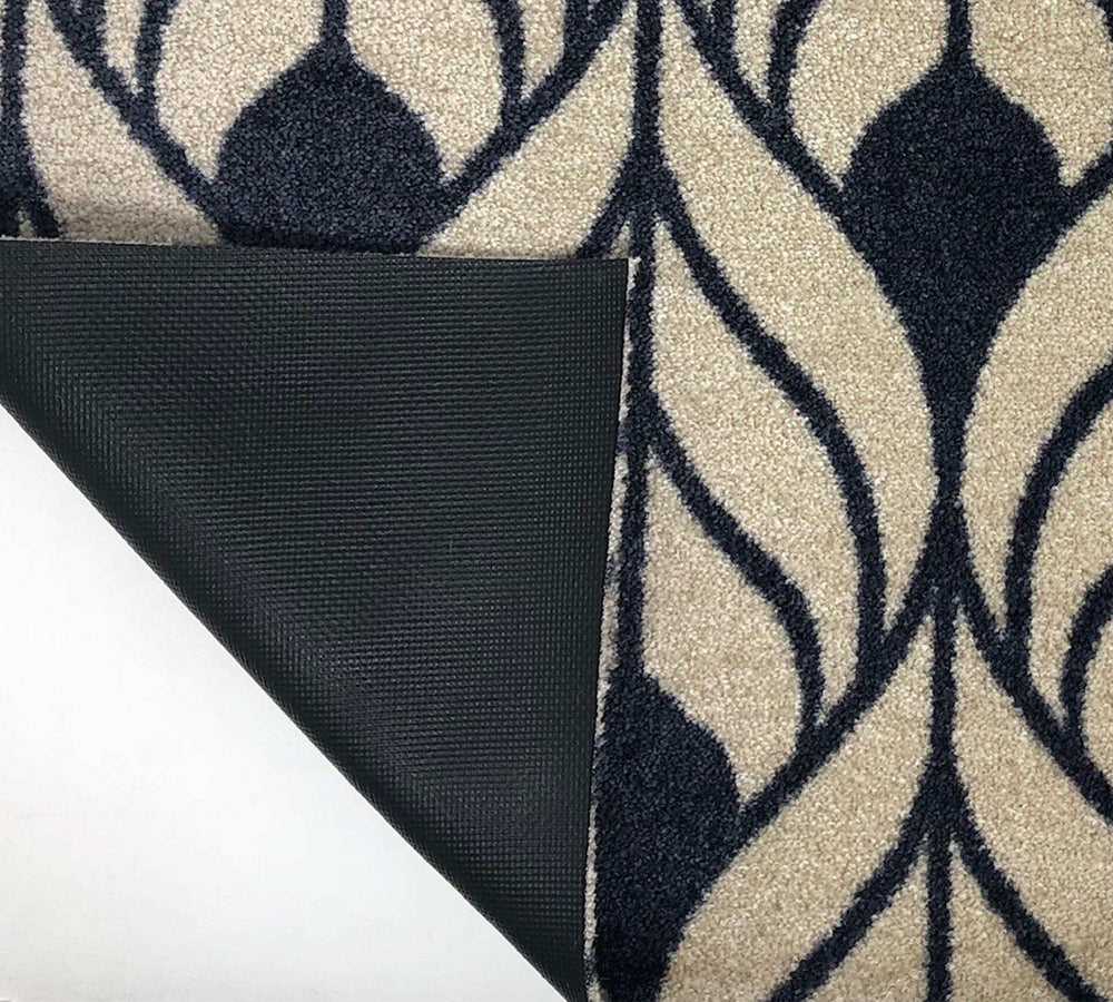 2' X 6' Graphite and Tan Abstract Leaves Washable Runner Rug - Homeroots - Flyclothing LLC