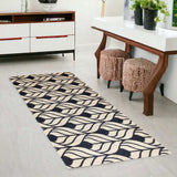 2' X 6' Graphite and Tan Abstract Leaves Washable Runner Rug - Homeroots - Flyclothing LLC