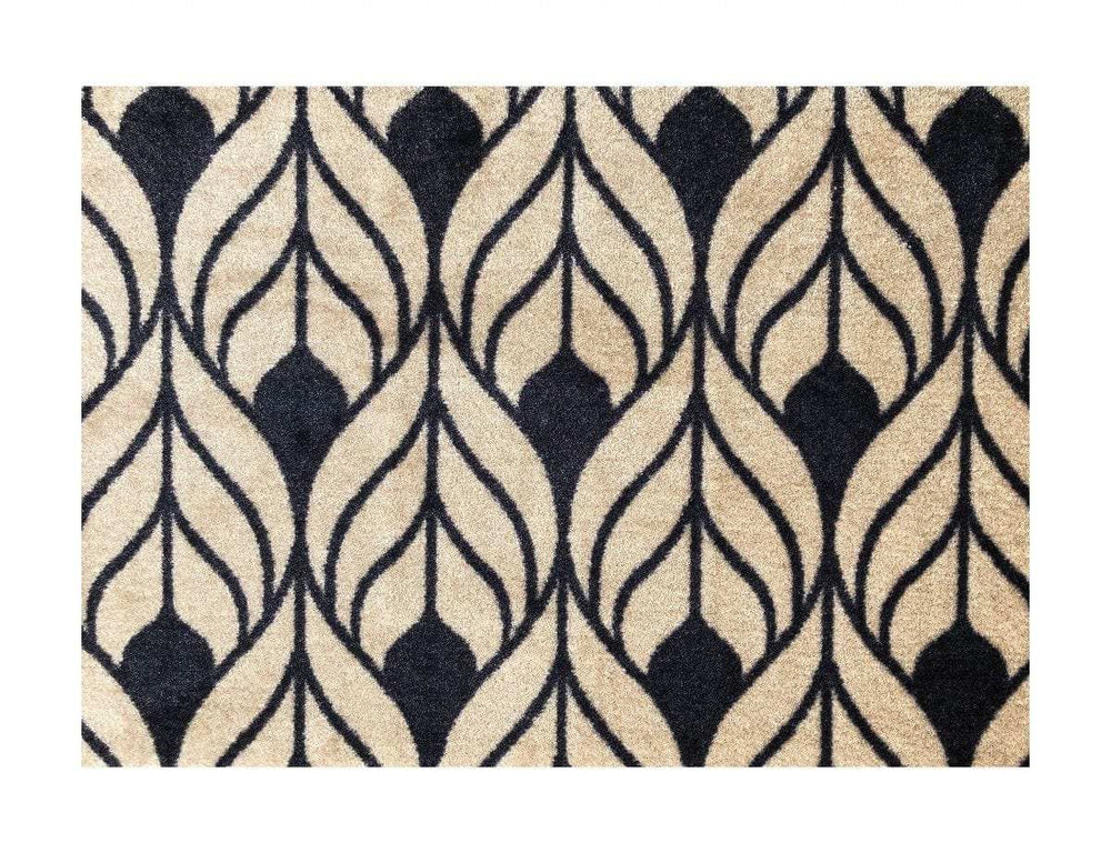 2' X 3' Graphite and Tan Abstract Leaves Washable Floor Mat - Homeroots - Flyclothing LLC