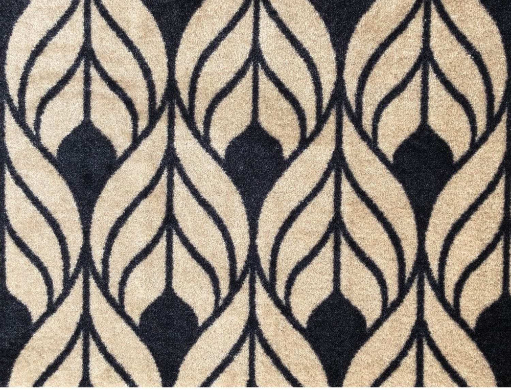 2' X 3' Graphite and Tan Abstract Leaves Washable Floor Mat - Homeroots - Flyclothing LLC