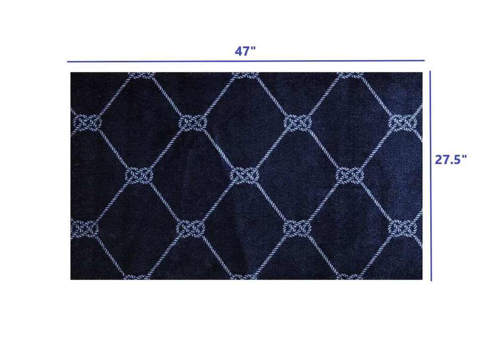 2' X 3' Navy Nautical Knots Washable Floor Mat - Homeroots - Flyclothing LLC