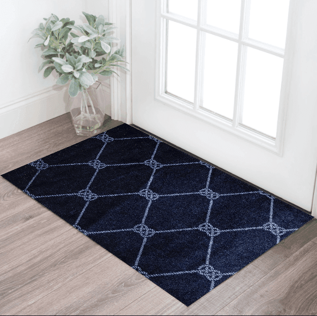 2' X 3' Navy Nautical Knots Washable Floor Mat - Homeroots - Flyclothing LLC