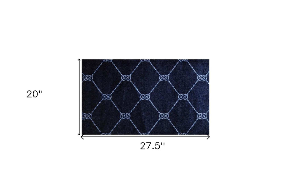 2' X 3' Navy Nautical Knots Washable Floor Mat - Homeroots - Flyclothing LLC