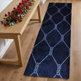 2' X 6' Navy Nautical Knots Washable Runner Rug - Homeroots - Flyclothing LLC